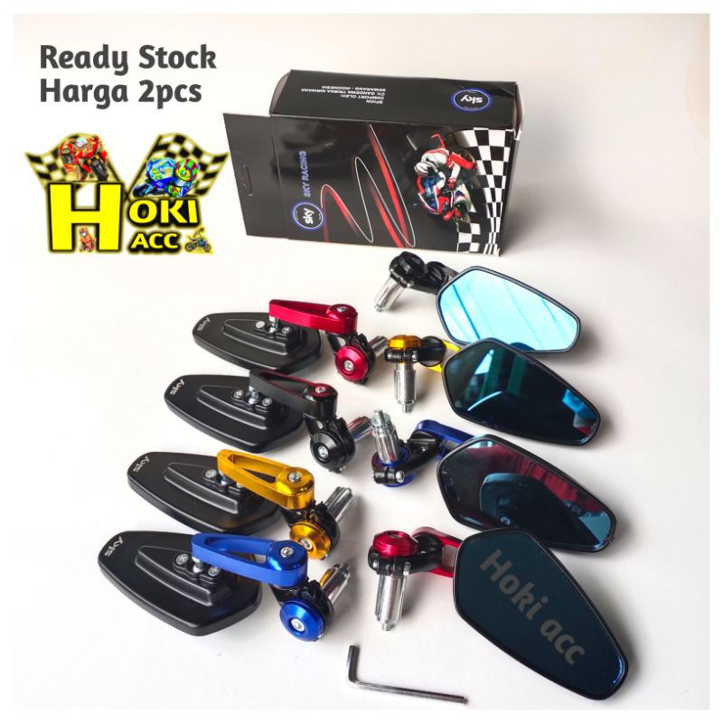 Spion Sepion Jalu Oval Bar End Mirror Motor Kaca Datar Biru Cnc Universal Nmax, Aerox, Pcx, Adv, Vario 125, Vario 150, Scoopy, Klx, Crf, Beat, Vixion, Satria fu Dll-2