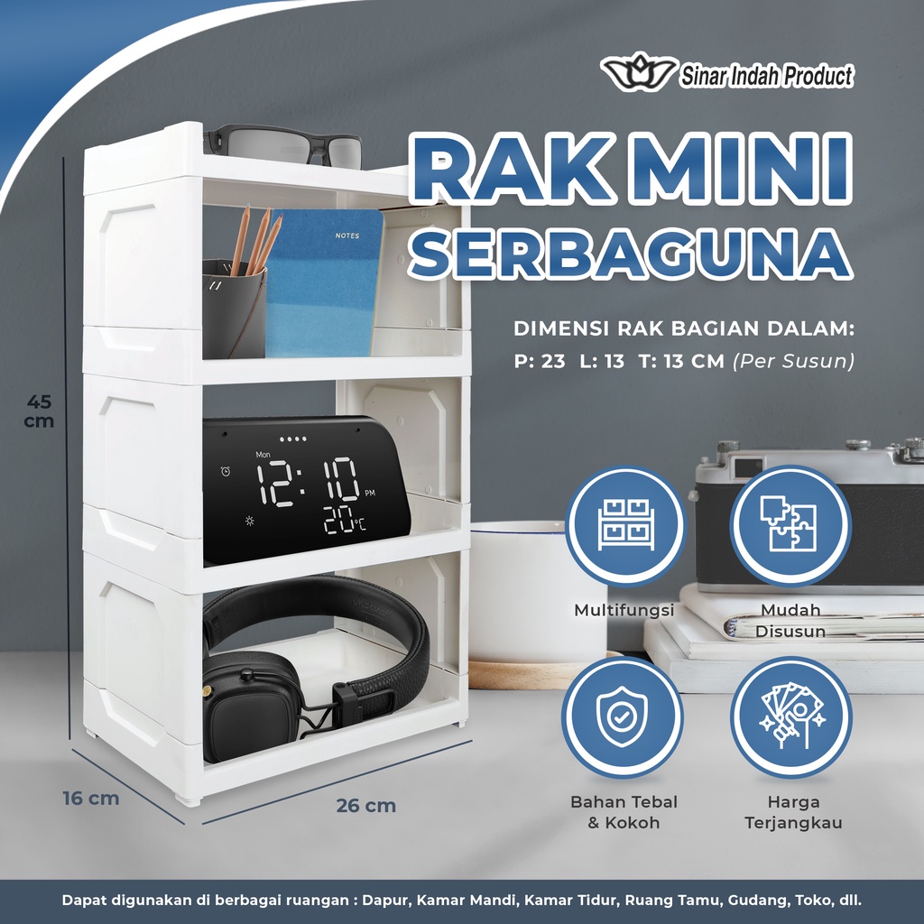 Rak Susun Mini 4 Susun. Rak Mini Serbaguna 4 susun. Rak Kosmetik. Rak Kamar Mandi 26x16x45cm