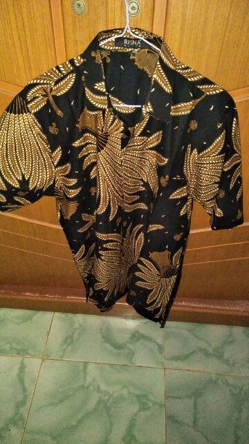 Risna Batik Hrb Daun Kelapa Biru Katun Primis Exclusive Premium Batik Halus Reguler Fit Xxxl/3l 4l 5