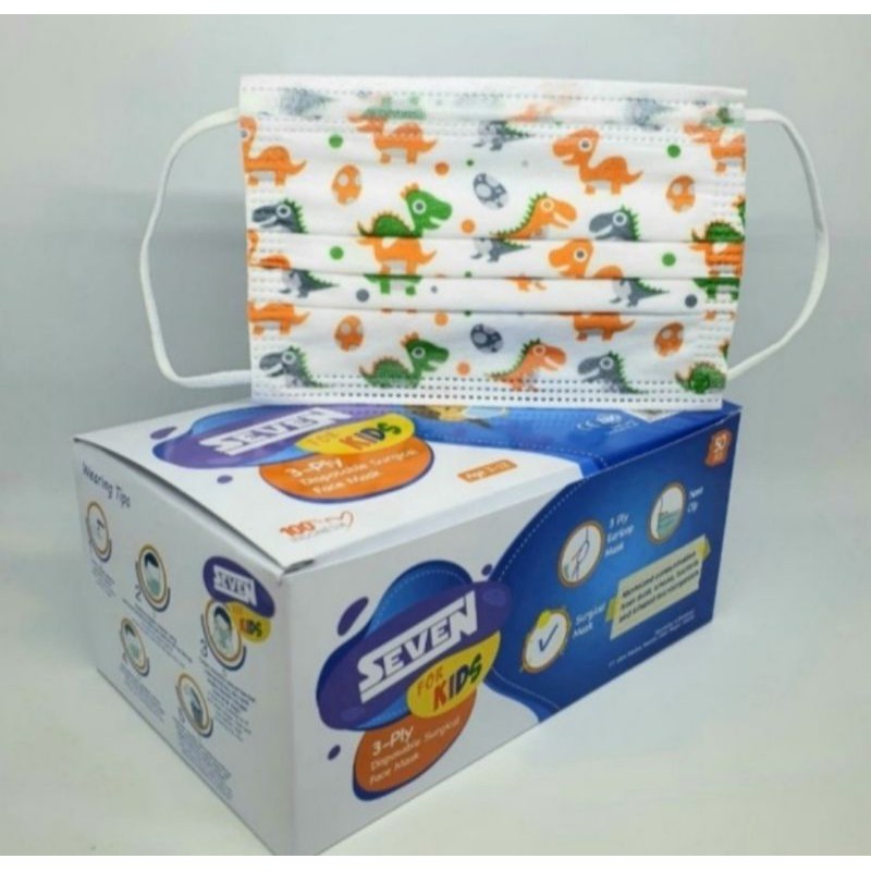 Masker anak Medis Seven kids 3ply Motif isi 50pcs