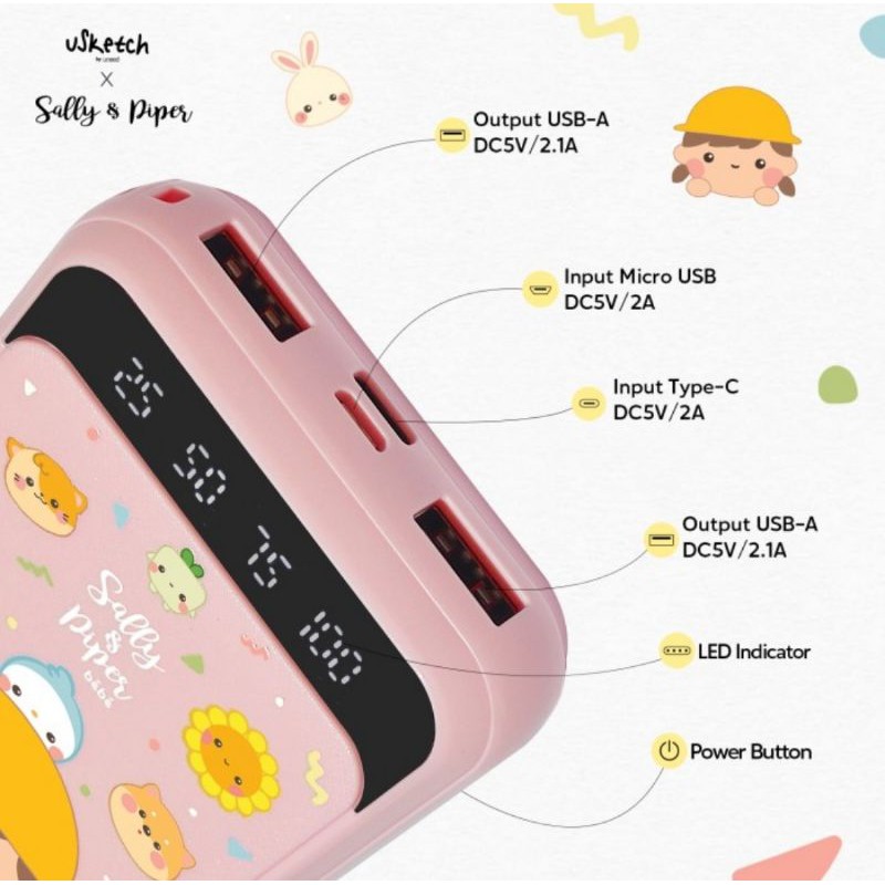 Titipan Kak Rianita Powerbank Uneed x Sally&Piper