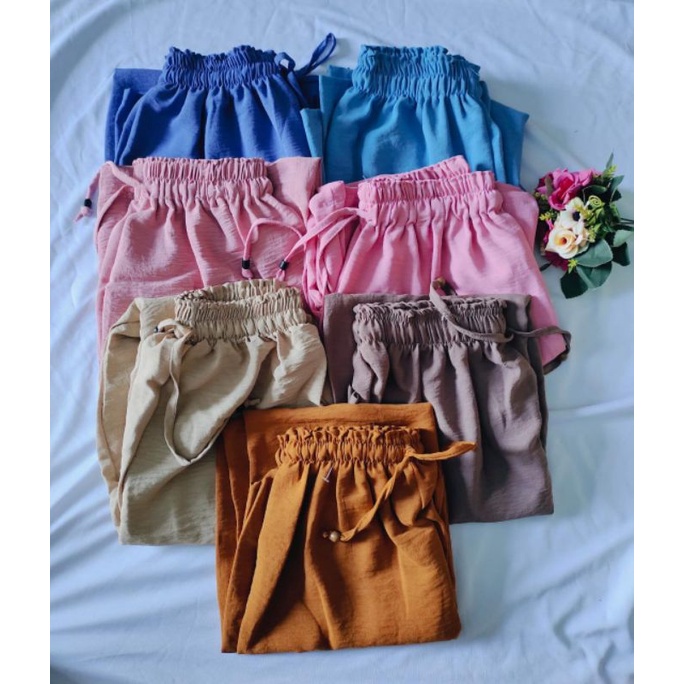 Celana Kulot Panjang Kain Crinkle Crincle Jumbo Wanita Perempuan Cewek Kekinian Terbaru Murah