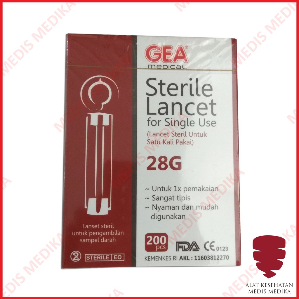 Blood Lancet GEA 28G Jarum Bekam 28 G Sample Pengambil Darah Isi 200