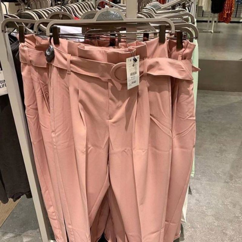 Celana Bahan Ring Belt Pants Bershka Original