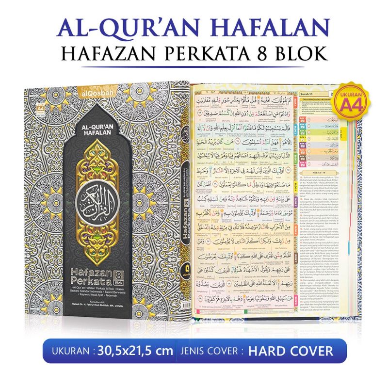 Alquran Hafalan Hafazan Perkata 8 blok alQosbah Ukuran A4