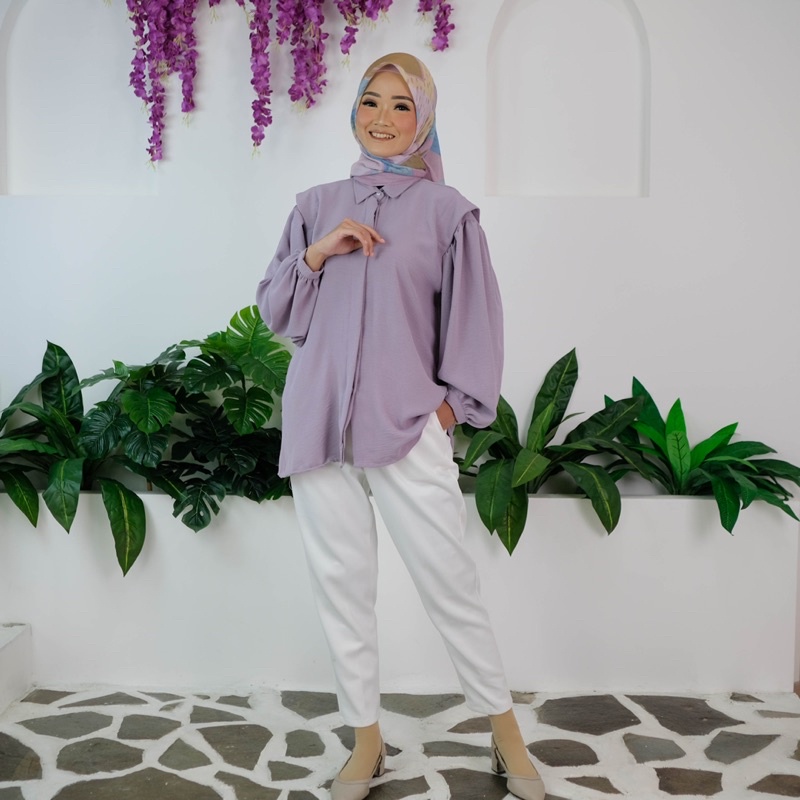 ATASAN BLOUSE POLOS CRINKLE BLOUSE CRINCKLE ALENA DEEP PURPLE