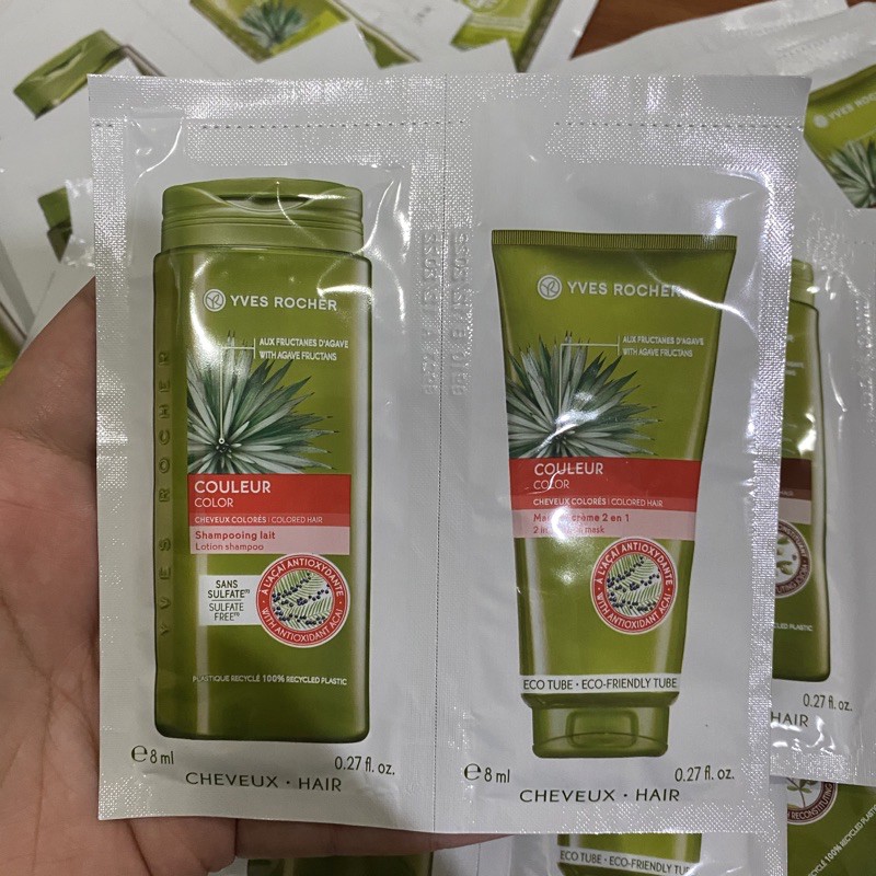 sample 8ml+8ml yves rocher color couleur lotion shampoo mask