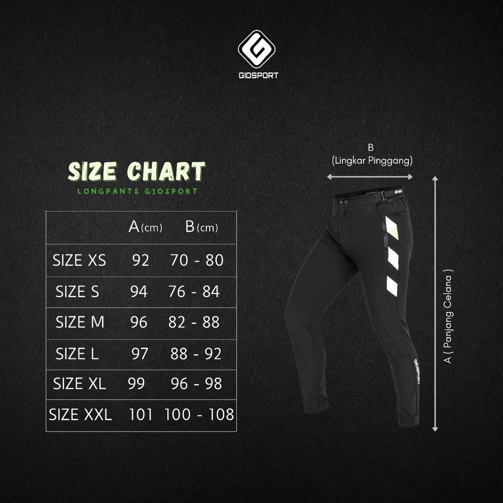 size chart produk giosport *TIDAK DIJUAL*
