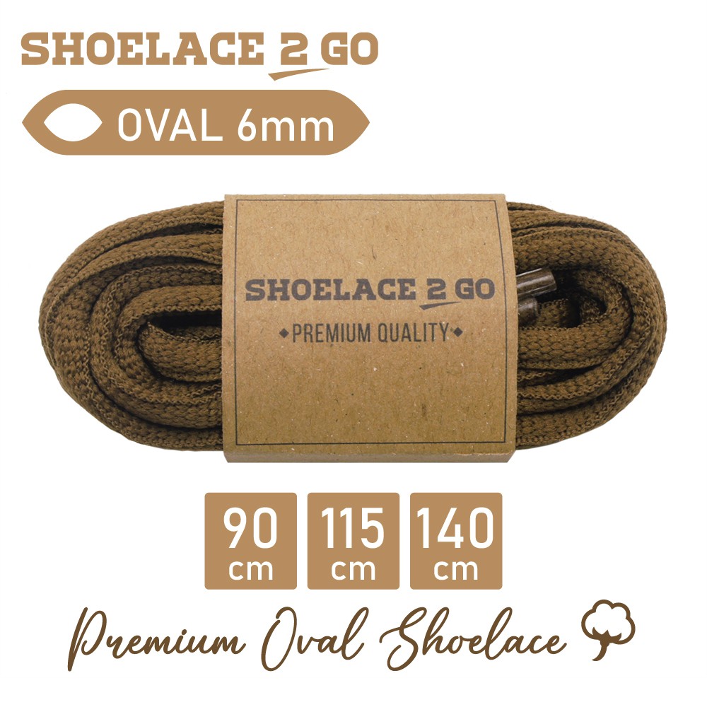 SHOELACE 2 GO PREMIUM TALI SEPATU LONJONG OVAL - SO6 - C1 - BROWN - 6MM