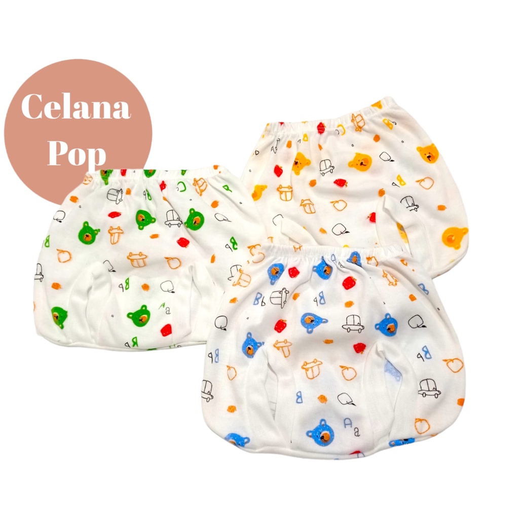 Celana Pop Bayi | Celana Motif Print Isi 3 Pcs