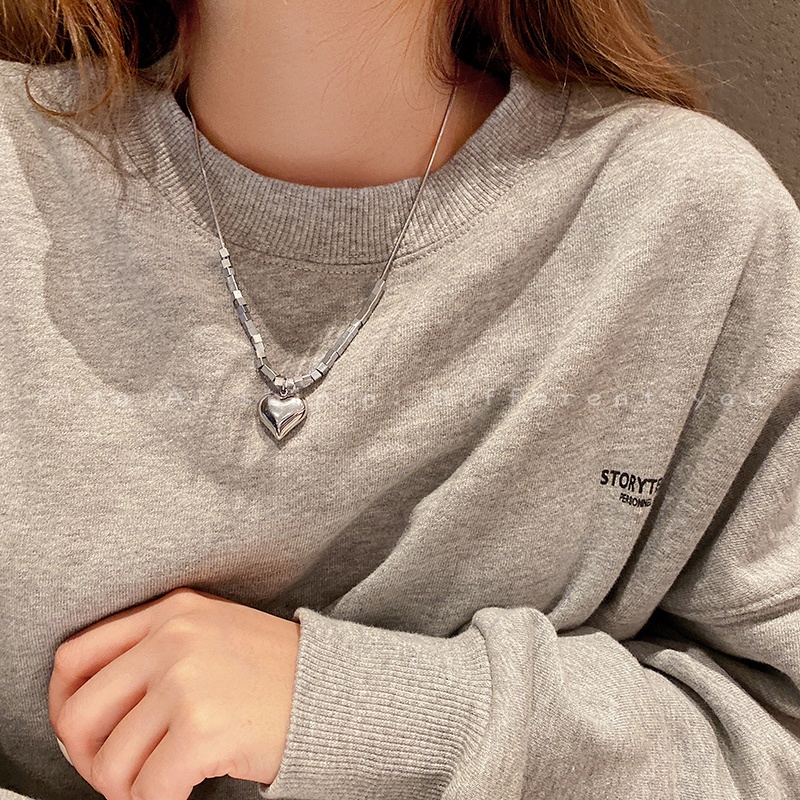 Kalung Rantai Clavicle Simple Trendy Warna Silver Untuk Wanita