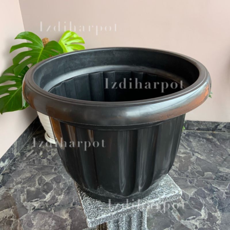 pot bunga tanaman plastik hitam diameter 50cm - JUMBO HITAM