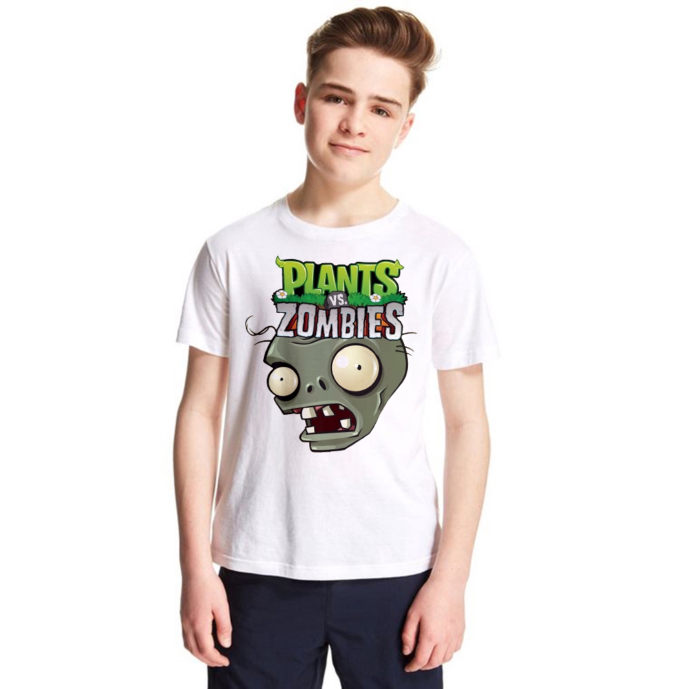 Tanaman Vs Zombies Lucu T Shirt Anak Anak Kartun Permainan Pakaian Bayi Laki Laki Atasan Kasual