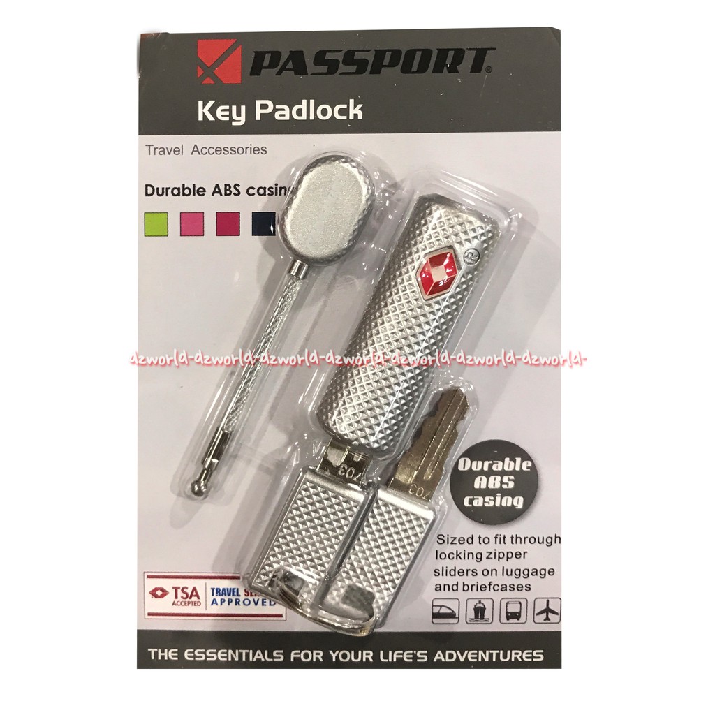 Passport Key Padlock Gembok Tarik Tas Koper Model Tarik Lepas Pad Lock Gembok TSA Warna Hitam Silver Gold Merah