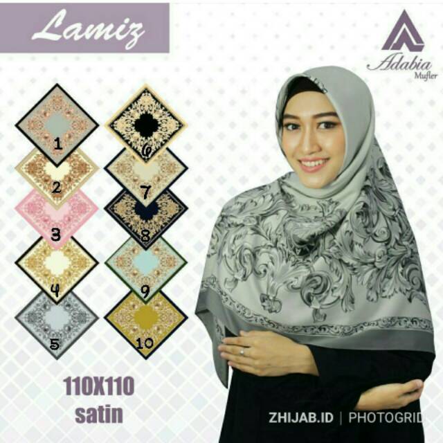 Jilbab Segiempat Satin Lamiz Premium