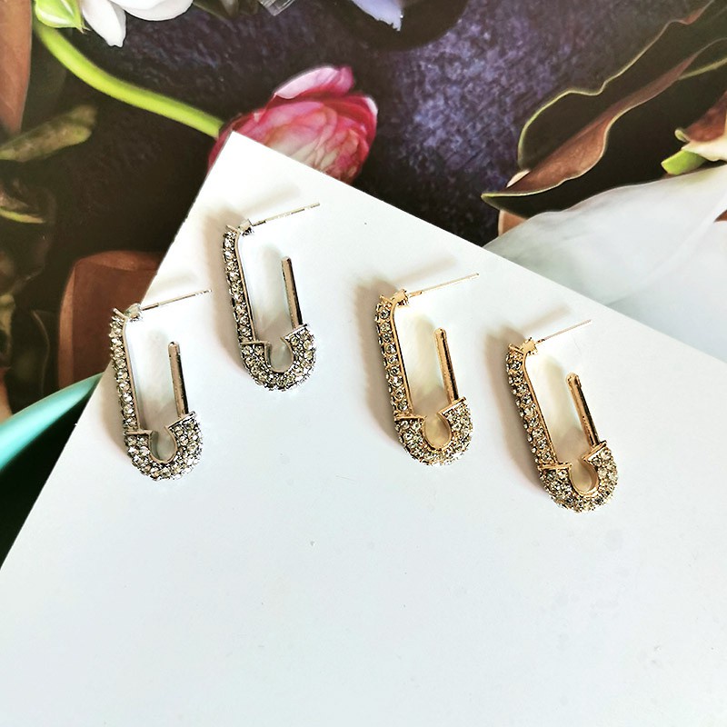 Anting Tusuk Silver Needle 925 Hias Berlian Gaya Korea