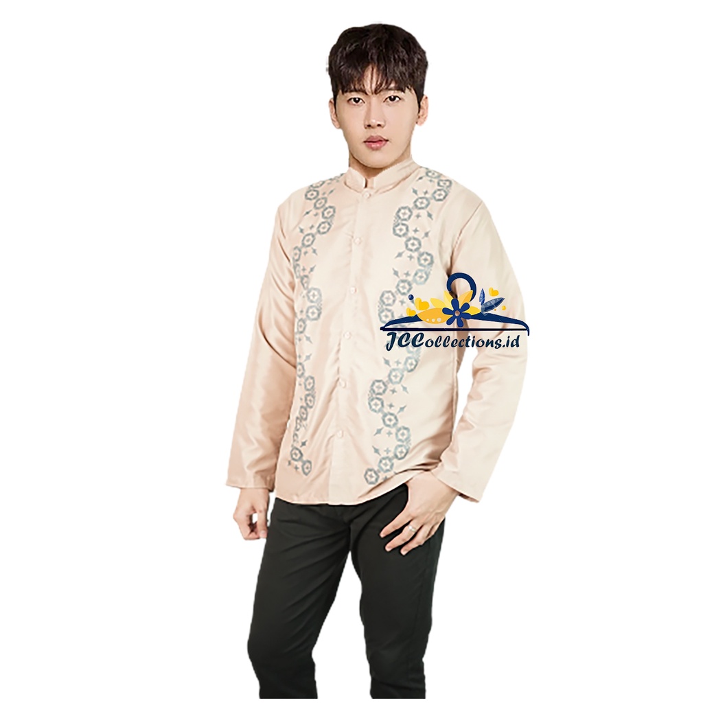 Kemeja Koko Lengan Panjang Muslim Pria Printing Khahanan / Baju Koko Pria Premium - JCCollections