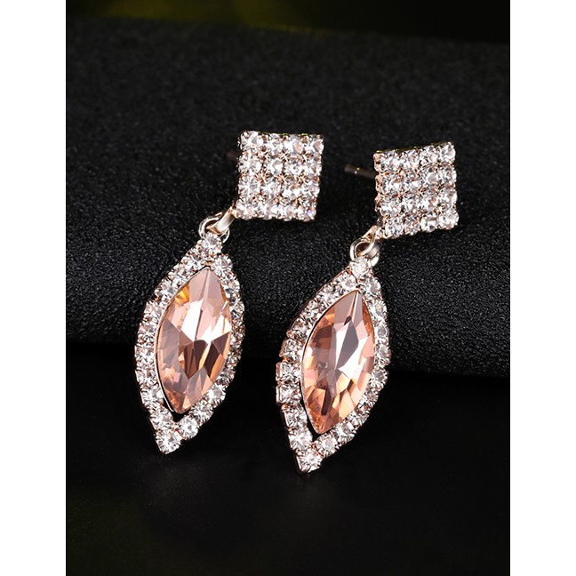 LRC Anting Tusuk Rose Gold Alloy Studded Geometric Earrings F72423