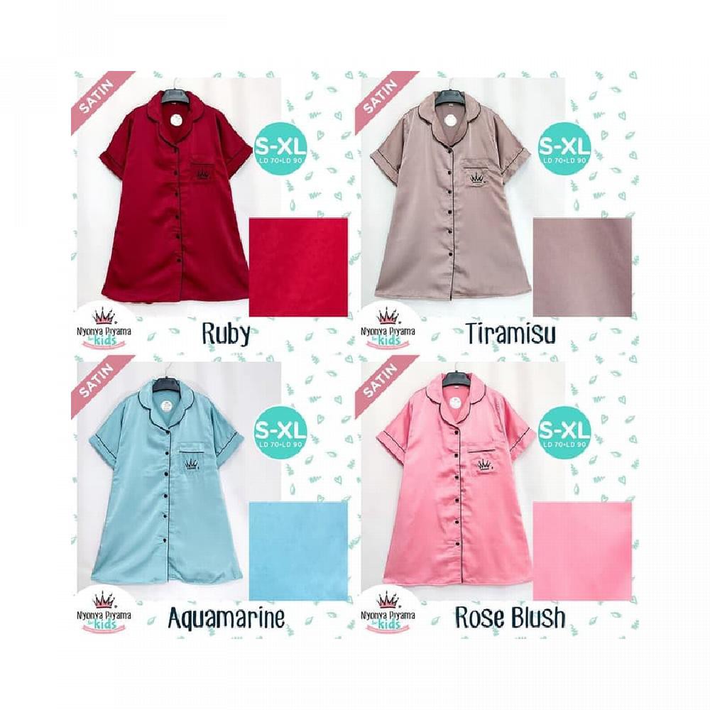 Nyonya Piyama for Kids Daster Anak Satin Maxmara Premium - Polos - PolosB Mauve S