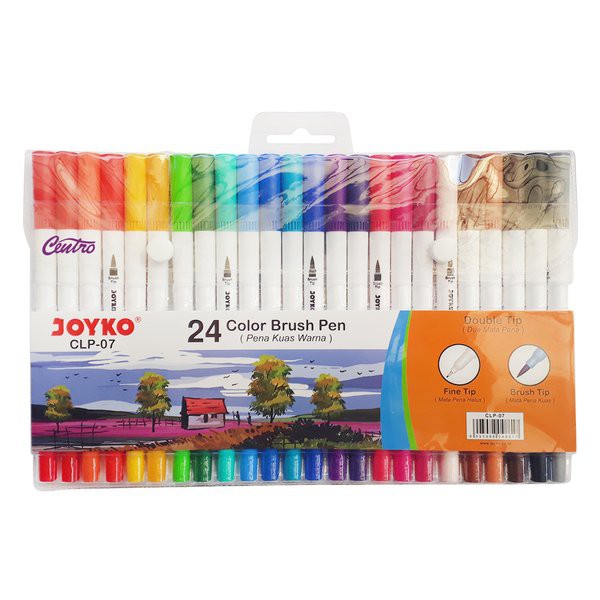 

Jual Joyko Brush Pen Colour Dual Tip Spidol Set 24 Warna CLP-07 Terbatas