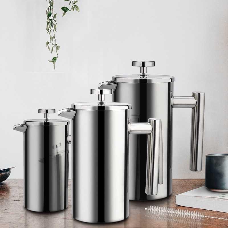 OneTwoCups French Press Coffee Maker Pot Stainless Steel - FP1L [Silver] [350ml]