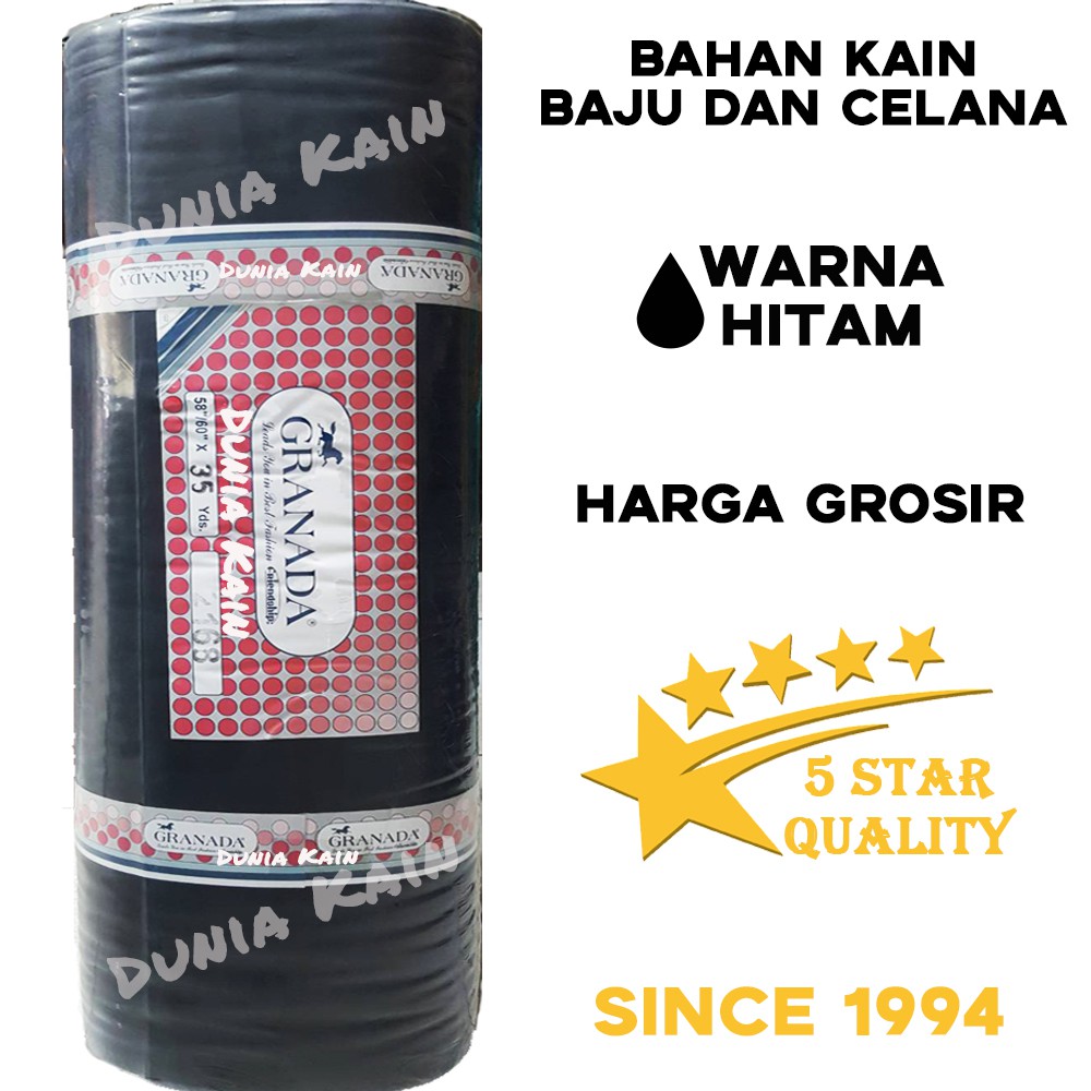 [HARGA GROSIR] Bahan Kain Granada 1 Roll Warna Hitam Pekat Polos 35Yard Kain Hitam 1 kayu