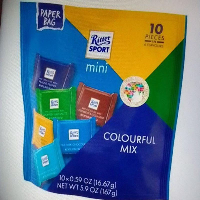 

cokelat ritter sport mini colorful mis travel edition