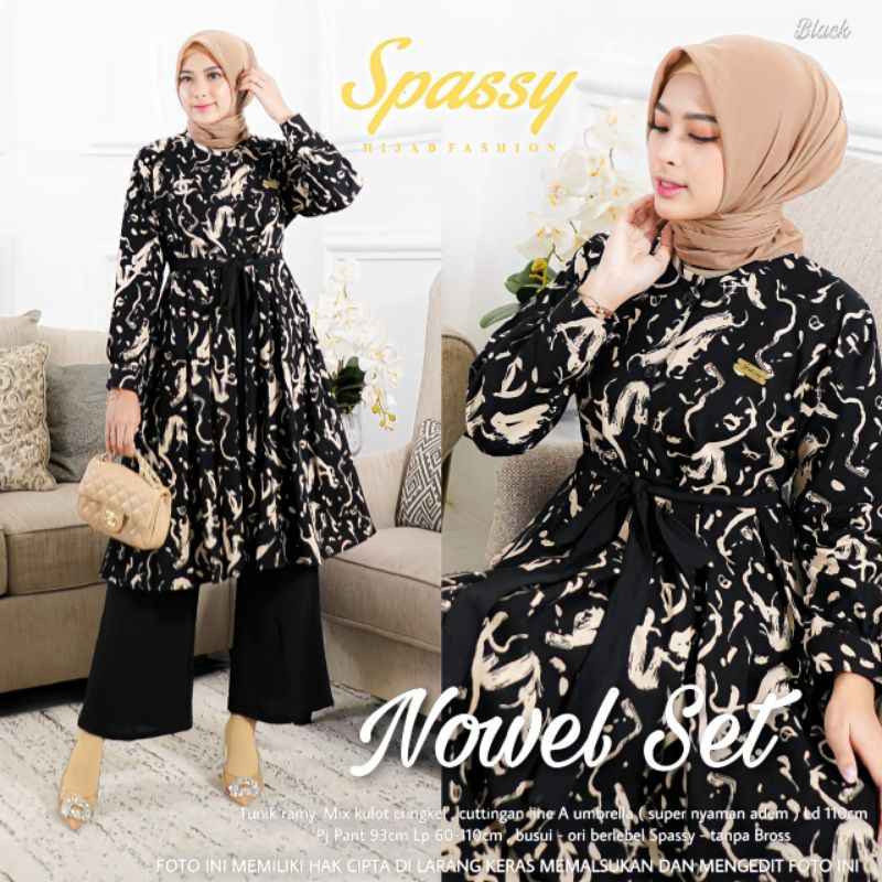 NOWEL SET ORI SPASSY // SETELAN TUNIK KEKINIAN ONE SET KATUN MIX CRINCLE TERBARU