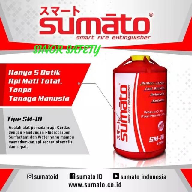 ORIGINAL SUMATO 1 Liter SM-10 Alat Pemadam Api Otomatis Tabung APAR