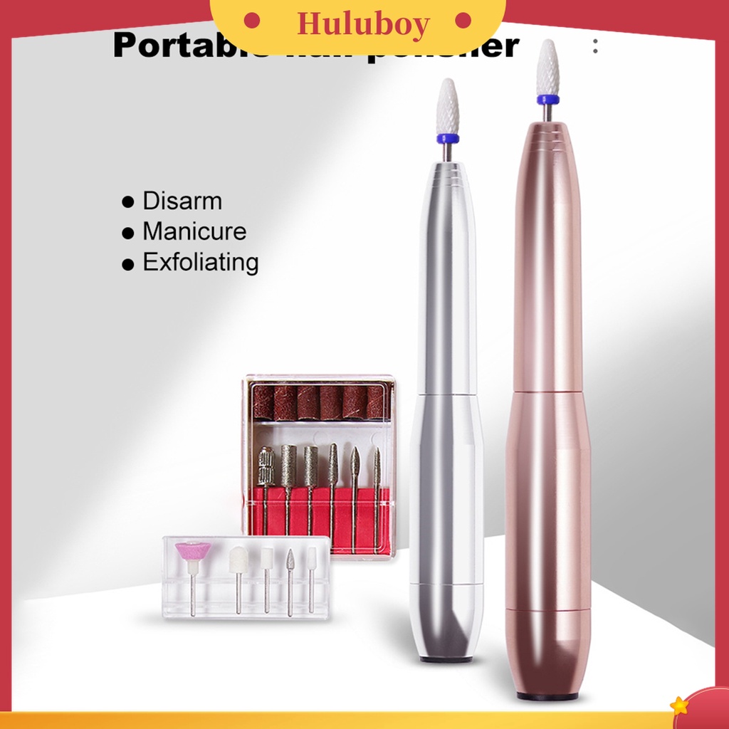 Huluboy Huluboy♡ 1 Set Kikir Kuku Elektrik Profesional Bahan Metal Untuk Manicure