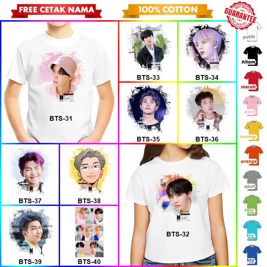 [FREE NAMA!!] Baju Kaos COUPLE ANAK DAN DEWASA BTS BANYAK MOTIF