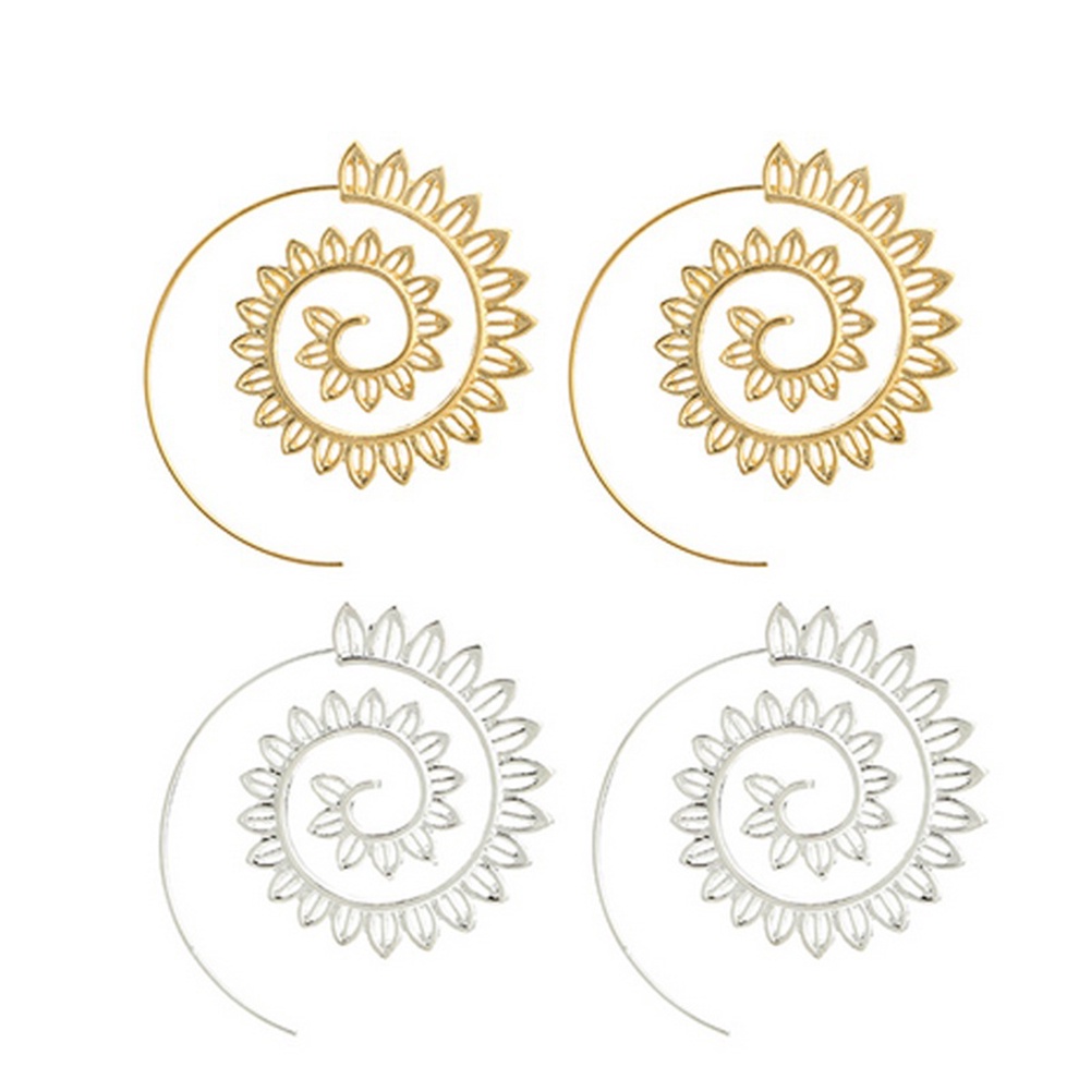 Hu Hu Hu Hu Hu Alat Bantu Pasang Kacamata♡ Anting Hoop Bentuk Water Drop Spiral Bahan Alloy Untuk Wanita