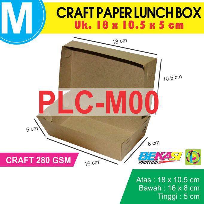 

Paper Lunch Box Kraft Liner 280 GSM Ukuran M (18 x 10.5 x 5 cm)