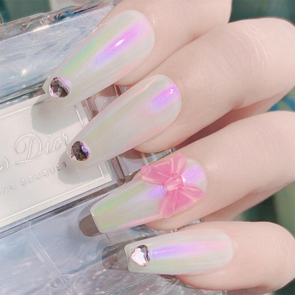 AUGUSTINA Agustina Ikatan Simpul 3D Dekorasi Nail Art Warna Permen Dapat Ditekuk Nail Art Berlian Lembut DIY Manicure Aksesoris