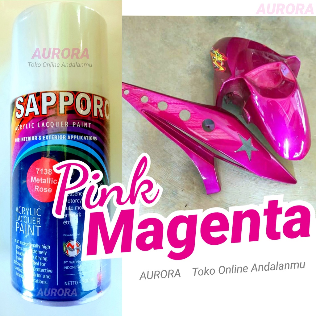 Cat Pilok Pink Magenta Sapporo Metallic Rose 7138 Merah Muda Metalik Metalic Saporo 300cc Mawar Pilo