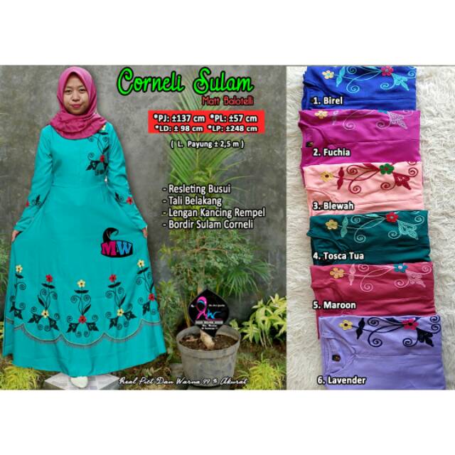 Gamis balloteli sulam/ gamis balloteli variasi sulam/ gamis sulam bunga/ gamis balloteli