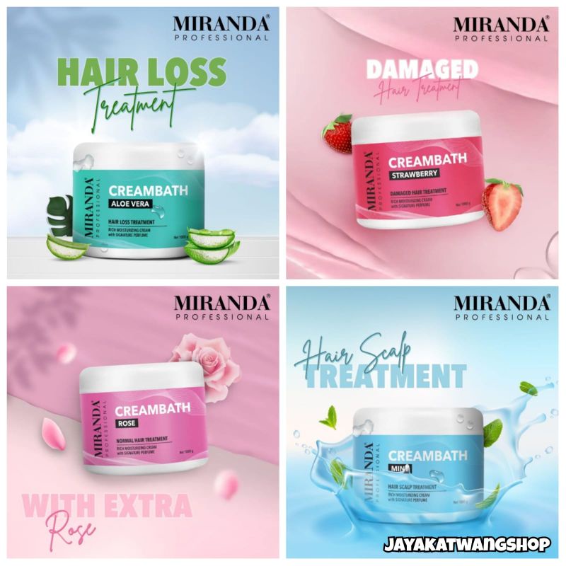 MIRANDA PROFESSIONAL Creambath 1000gr | Aloe Vera - Strawberry - Mint - Rose