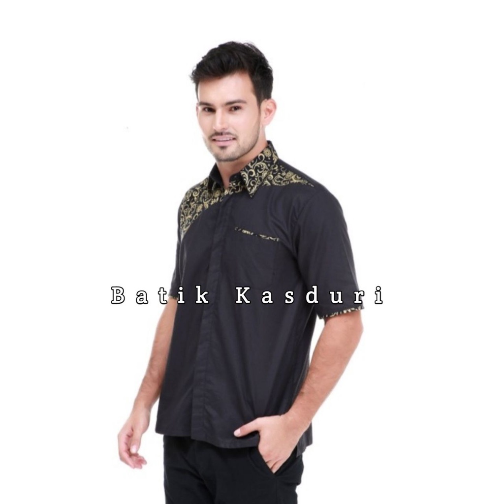 Kemeja Batik Pria Lengan Pendek Atasan Baju Hem Batik Motif Clurit