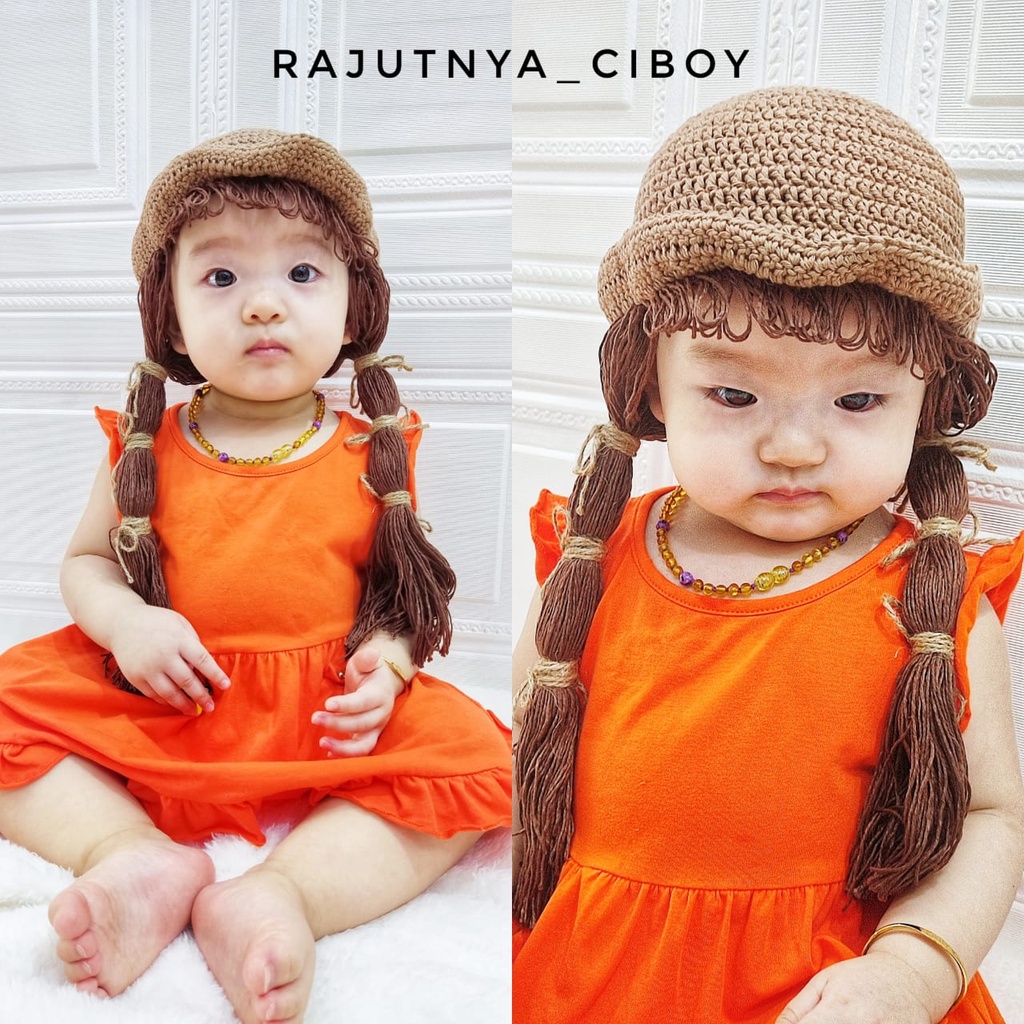 WIG RAMBUT BAYI / WIG BABY RAJUT / TOPI RAJUT BAYI BANDO
