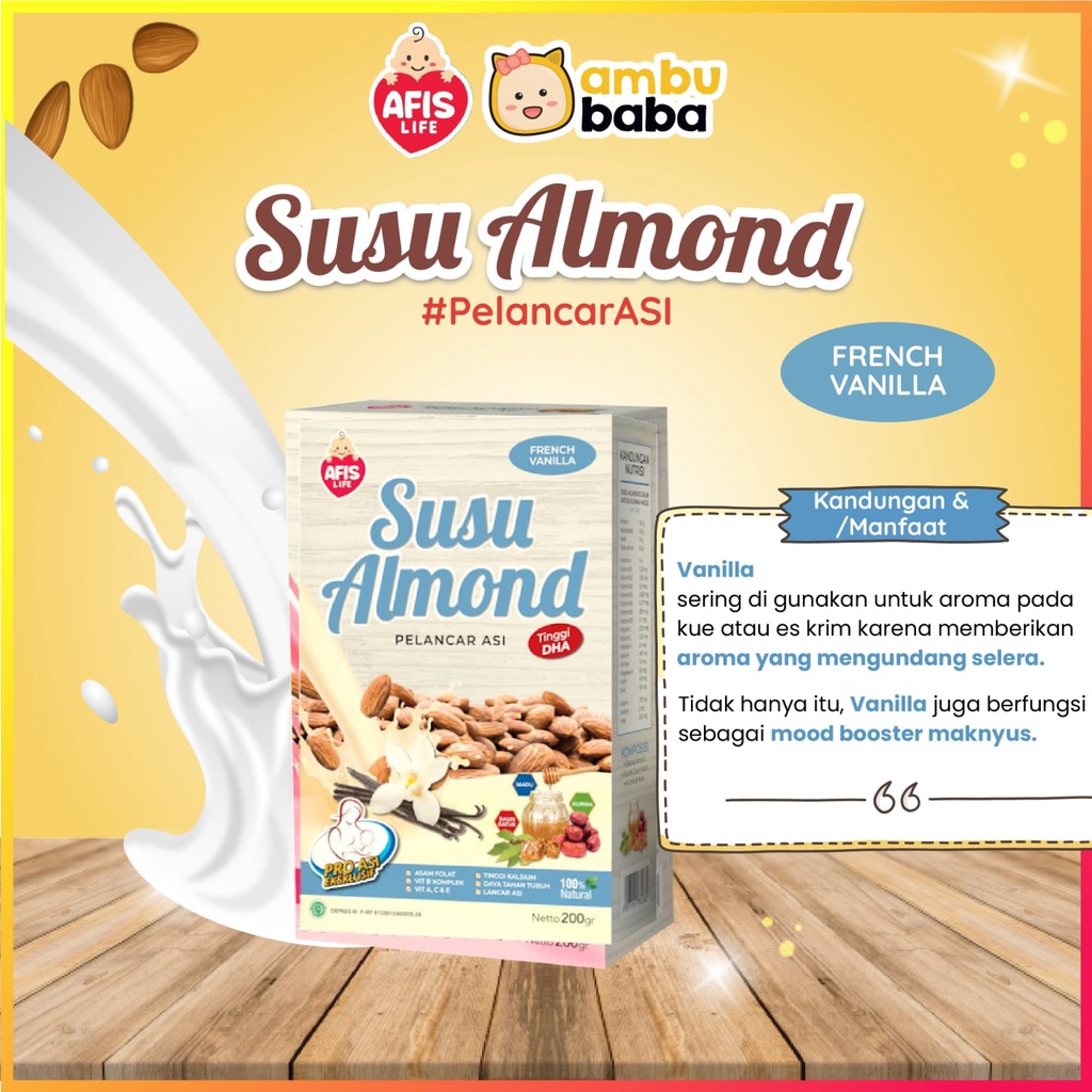 Afis Life Susu Almond Plus Ekstrak Daun Katuk Kurma Dan Madu Pelancar Asi Booster Asi