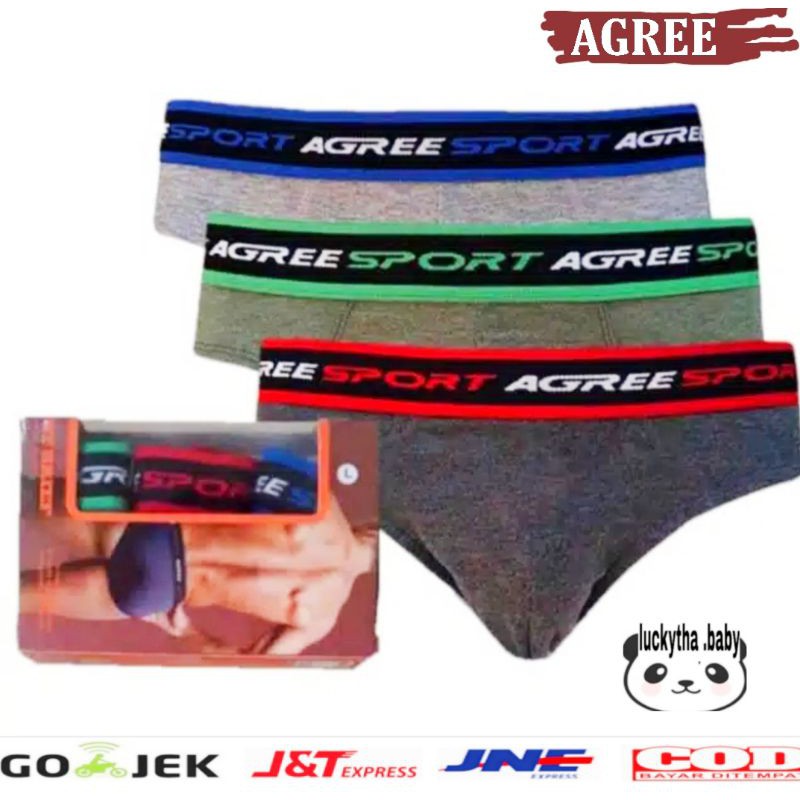 3pc_CD pria AGREE  2311 &amp; 8886 CELANA DALAM PRIA DEWASA M.L.XL.XXL / CELANA DALAM PRIA AGREE SPORT