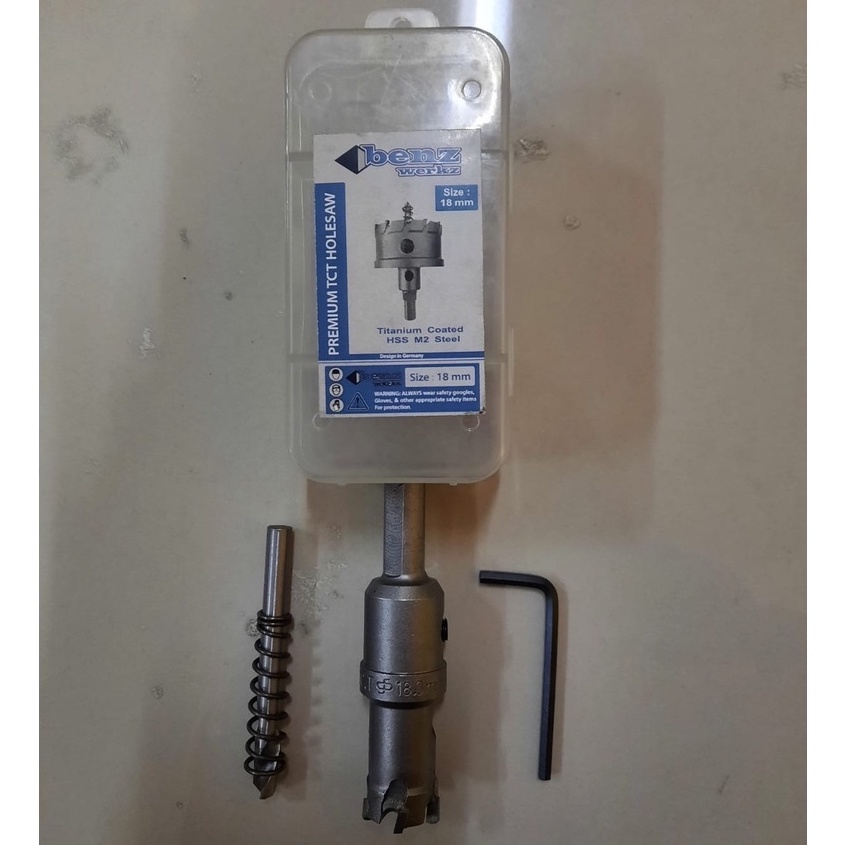 Hole Saw TCT BENZ WERKZ HoleSaw Carbide TCT untuk Stailess baja Pembolong Besi - 18mm