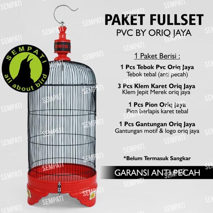 Tebok Pvc Oriq Jaya Fullset Pion Gantungan Sangkar Burung Lovebird Tbo