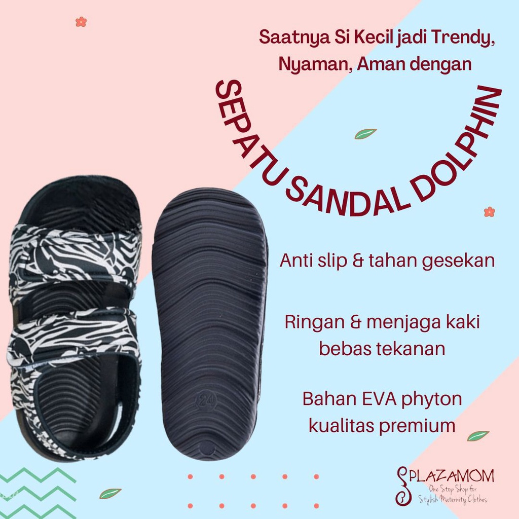 Sepatu Sandal EVA karet ANAK Laki Perempuan Cowo Cowok Cewe Cewek Girl Boy Kids Kid Sendal Selop Slippers Slip Strap Motif Dolphin Lumba Empuk Ringan Anti slip Kualitas Premium Nyaman Bisa untuk outdoor indoor tre