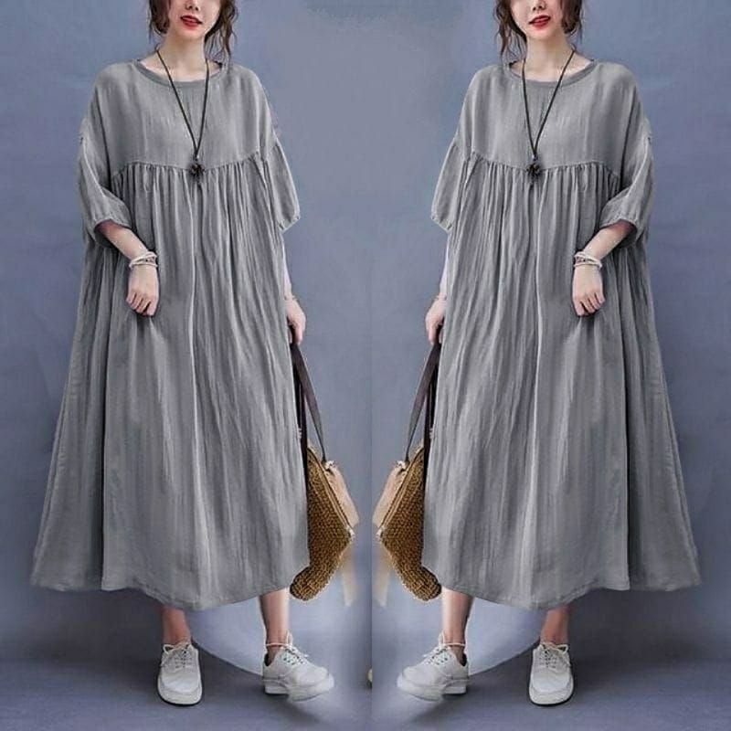 Dress Acni/ Dress Wanita Oversize/Dress Wanita Jumbo/Midi Dress Big Size