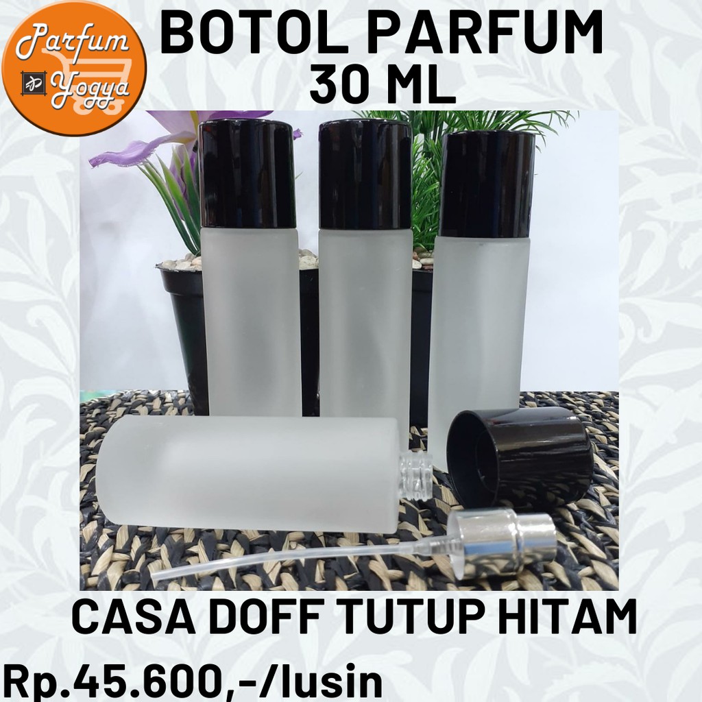 BOTOL PARFUM SPRAY CS DOFF TUTUP HITAM 30 ML/PARFUM JOGJA /BOTOL KACA