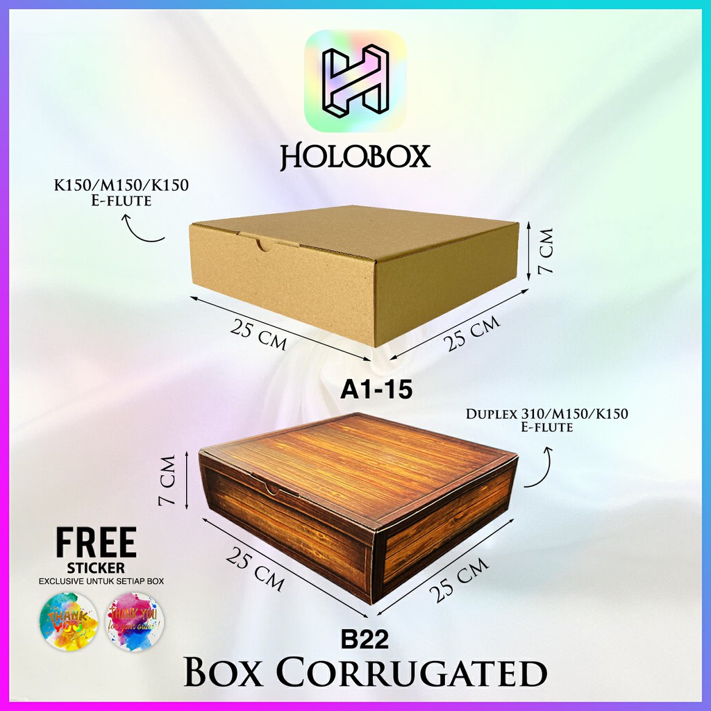 

Box/Dus/Kotak Polos/Packaging/Cake/Corrugated/Serbaguna Uk.25x25x7