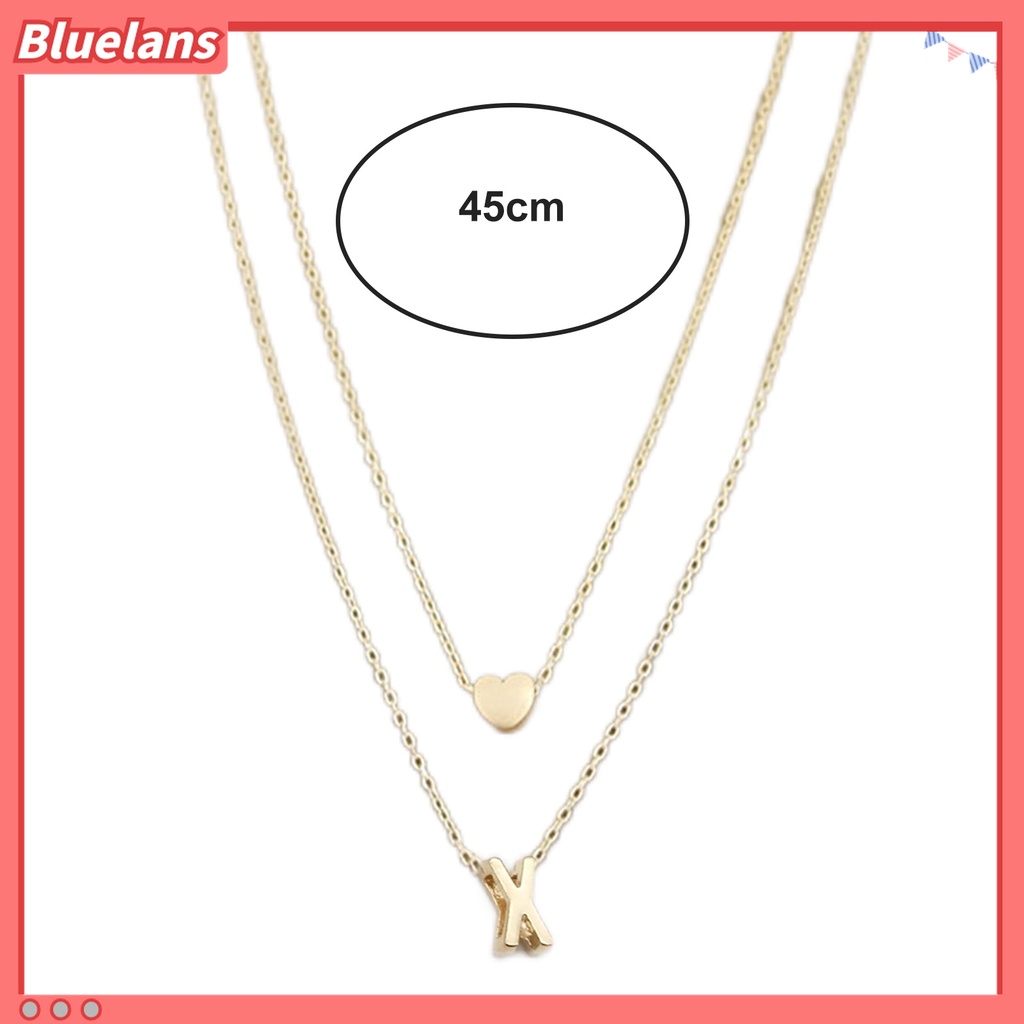 Kalung Liontin Lapis Ganda Bentuk Huruf Warna Solid Anti deformed Untuk Wanita