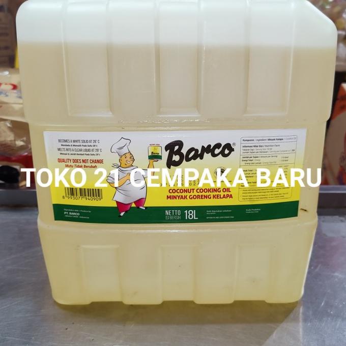 

BARCO MINYAK GORENG KELAPA JERIGEN 18 LITER |BARCO COCONUT OIL 18LITER DFBH5612DF