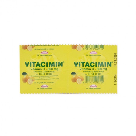 Vitacimin 500 mg Rasa Lemon 1 Strip Isi 2 Tablet